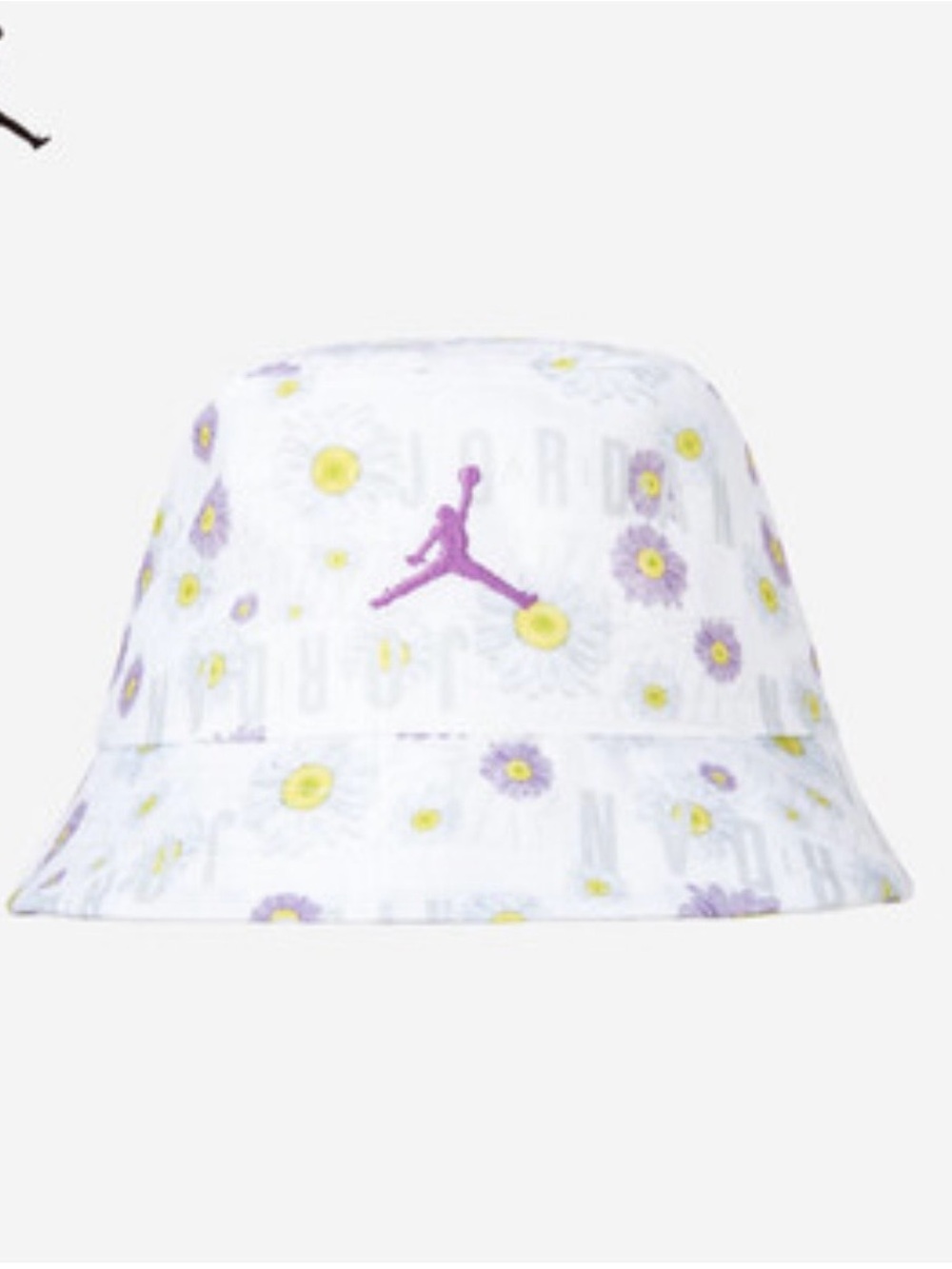 New Jordan baby girls White Bucket Hat with Purple and yellow flowers - 12/24 mo